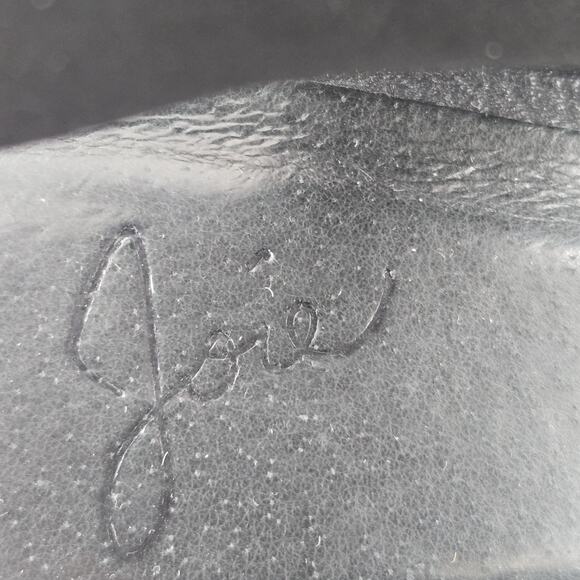 Joie Heels Womens 7 (37) Black Leather Wide Ankle Cuff Open Toe 3.5" Heel - Picture 10 of 12